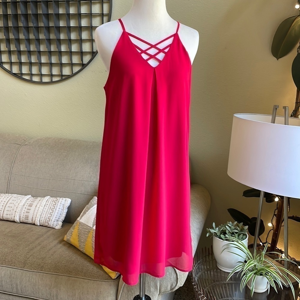 Monteau red strappy shift dress SZ S